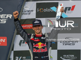 Timmy HANSEN (SWE) in Podium Ceremony of World RX of Portugal 2021, at Montalegre International Circuit, on 17 October, 2021 in Montalegre,...