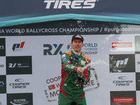 Yury BELEVSKIY (CHE) Winner of European Championship in Podium Ceremony of World RX of Portugal 2021, at Montalegre International Circuit, o...