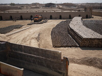 A view of a brick factory that a group of Afghan refugees work there, in the Borkhar area in the west of the city of Isfahan 439Km (273 Mile...