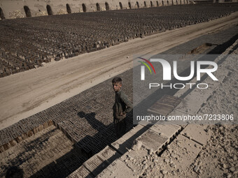 An Afghan refugee labor looks on as he stands in a brick factory, in the Borkhar area in the west of the city of Isfahan 439Km (273 Miles) s...