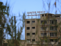 An abandoned hotel building, fenced off by the Turkish military since 1974, in the abandoned coastal area of Varosha, a suburb of Famagusta...