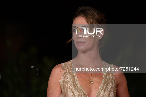 Milena Mancini attends the red carpet of the movie "A casa tutti bene" during the 16th Rome Film Fest 2021 on October 21, 2021 in Rome, Ital...