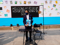 UNICEF India Deputy Representative Programmes, Yasumasa Kimura, after unveiling symbolic pandemic classroom during the UNICEF Child Rights W...