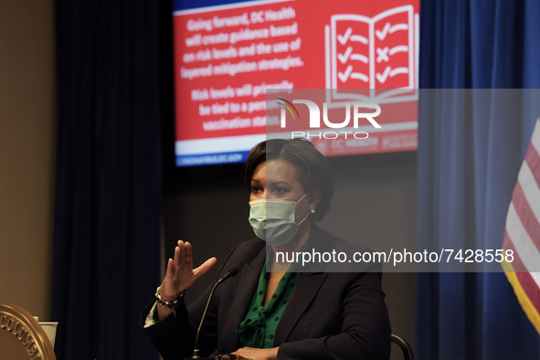 DC Mayor Muriel Bowser hold a press conference about Covid19 pandemic Situational Update today on November 16, 2021 at John A. Wilson Buildi...