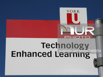 Technology Enhanced Learning sign at York University in Toronto, Ontario, Canada. York University is a public research university in Toronto...