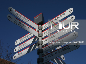 Signs at York University in Toronto, Ontario, Canada. York University is a public research university in Toronto, Ontario, Canada. It is Ont...