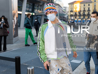Leroy Sanchez attends the Dsquared2 Fashion Show during the Milan Men's Fashion Week - Fall/Winter 2022/2023 on January 14, 2022 in Milan, I...