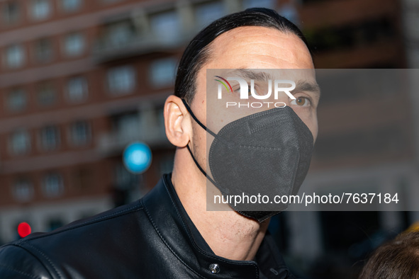 Zlatan Ibrahimović attends the Dsquared2 Fashion Show during the Milan Men's Fashion Week - Fall/Winter 2022/2023 on January 14, 2022 in Mil...