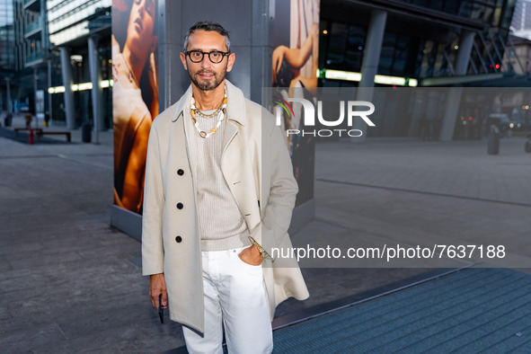 Simone Marchetti attends the Dsquared2 Fashion Show during the Milan Men's Fashion Week - Fall/Winter 2022/2023 on January 14, 2022 in Milan...