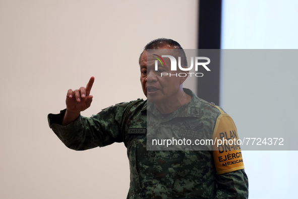 The general director of the new "Felipe Ángeles" International Airport, Isidro Pastor Román, speaks during a press tour in the facilities of...