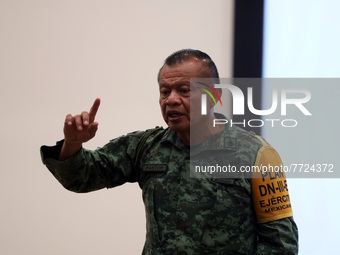 The general director of the new "Felipe Ángeles" International Airport, Isidro Pastor Román, speaks during a press tour in the facilities of...