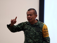 The general director of the new "Felipe Ángeles" International Airport, Isidro Pastor Román, speaks during a press tour in the facilities of...