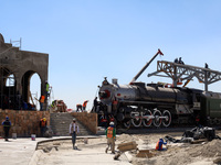 Employees working in the construction of the new "Felipe Ángeles" International Airport, are seen during a press tour in the facilities of t...