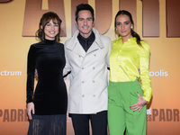 Fiona Palomo, Paly Duval, Mauricio Ochmann,  pose for photos during the red carpet of ‘Que Despadre’ film premiere at Cinepolis Gran Terraza...