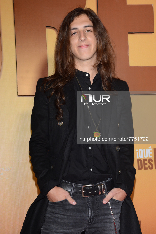 Luca Palomo poses for photos during the red carpet of ‘Que Despadre’ film premiere at Cinepolis Gran Terraza Coapa. On February 9, 2022 in M...