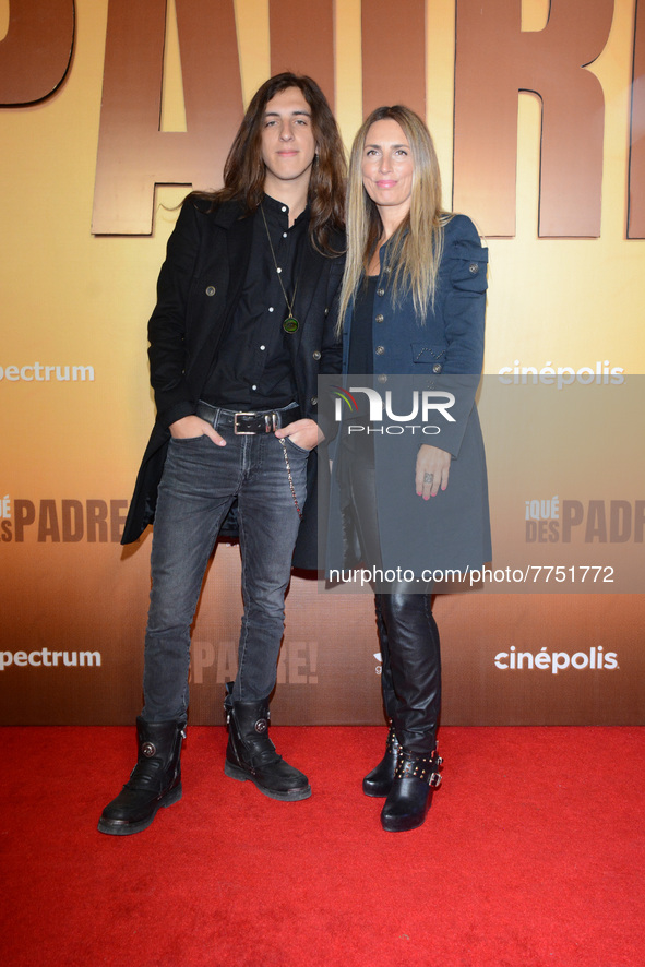 Luca Palomo and Carina Ricco pose for photos during the red carpet of ‘Que Despadre’ film premiere at Cinepolis Gran Terraza Coapa. On Febru...