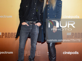 Luca Palomo and Carina Ricco pose for photos during the red carpet of ‘Que Despadre’ film premiere at Cinepolis Gran Terraza Coapa. On Febru...