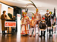 cologne mayor Henriette Reker speaks at  vaccine station of Lanxess Arena in , Germany on Feb 12, 2022 a week before the cologe carnival kic...