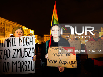 People attend 'Stop Lex Czarnek' protest at the Main Square in Krakow, Poland on February 15, 2022. So-called 'Lex Czarnek' proposed by the...