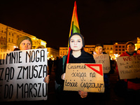 People attend 'Stop Lex Czarnek' protest at the Main Square in Krakow, Poland on February 15, 2022. So-called 'Lex Czarnek' proposed by the...