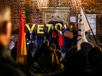 People attend 'Stop Lex Czarnek' protest at the Main Square in Krakow, Poland on February 15, 2022. So-called 'Lex Czarnek' proposed by the...