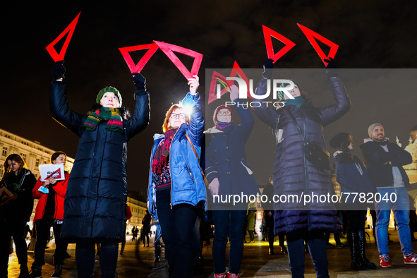 People attend 'Stop Lex Czarnek' protest at the Main Square in Krakow, Poland on February 15, 2022. So-called 'Lex Czarnek' proposed by the...