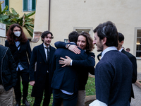 Students of Scuola Superiore San'Anna-university celebrate their diplomas in Pisa, Italy, on February 19, 2022.  Ceremony for the awarding o...