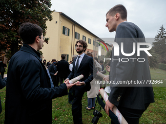 Students of Scuola Superiore San'Anna-university celebrate their diplomas in Pisa, Italy, on February 19, 2022.  Ceremony for the awarding o...