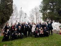 Students of Scuola Superiore San'Anna-university celebrate their diplomas in Pisa, Italy, on February 19, 2022.  Ceremony for the awarding o...