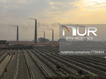 Pollution seen at a brickyard in Dhaka Bangladesh on February 20, 2022. (