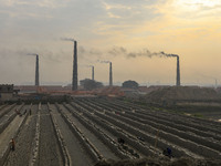 Pollution seen at a brickyard in Dhaka Bangladesh on February 20, 2022. (