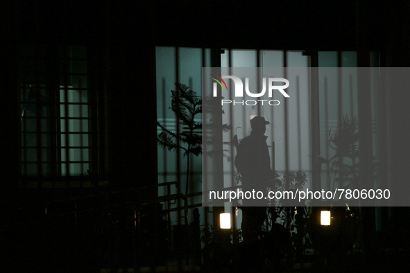 A security personnel stands guard outside the Ministry of Defence building in New Delhi, India on February 22, 2022. 