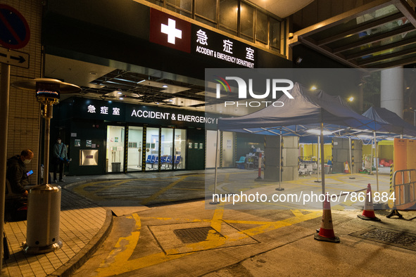 The entrance of the Accident & Emergency ward of the Caritas Medical Centre is empty of patients, in Hong Kong, China, on March 04, 2022. 