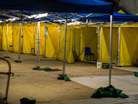 The makeshift triage area of Caritas medical centre in Sham Shui Po is empty of patients, in Hong Kong, China, on March 04, 2022. (