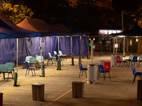 The makeshift triage area of Caritas medical centre in Sham Shui Po is empty of patients, in Hong Kong, China, on March 04, 2022. (