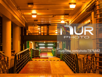 A deserted Star Ferry Pier in Central Hong Kong. Because of the reduction in traffic from the pandemic, the emblematic Star Ferry had to red...