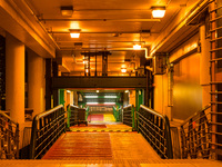 A deserted Star Ferry Pier in Central Hong Kong. Because of the reduction in traffic from the pandemic, the emblematic Star Ferry had to red...