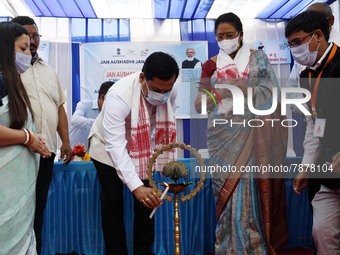 Union Minister of Ports, Shipping & Waterways and AYUSH Sarbananda Sonowal attend Jan Aushadhi Diwas 
 in Guwahati ,India on March 7,2022....