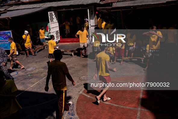 Filipino inmates wait to get their shots of AstraZeneca’s COVID19 vaccine inside the Quezon City Jail in Metro Manila, Philippines on 12 Mar...