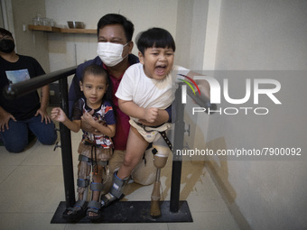 COKI TOBING at its workshop location in Bekasi, West Java. COKI TOBING, the owner of a prosthetic limb and assistive device for people with...