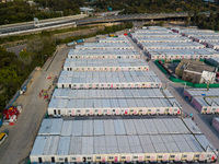  A view by drone of the San Tin Community Isolation Facility, in Hong Kong, China, on Mar 12, 2022. (