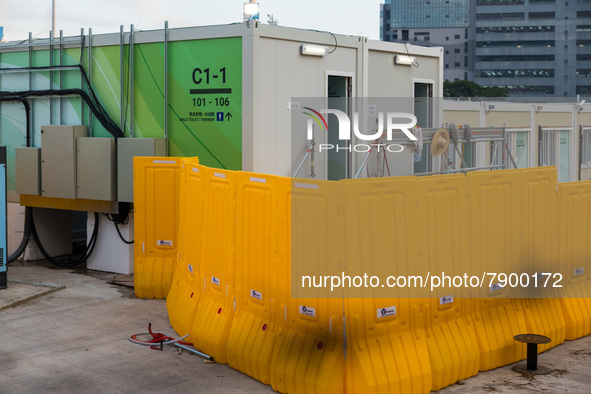  Communal toilets and showers at the Tsing Yi Community Isolation Facility, in Hong Kong, China, on Mar 12, 2022. 