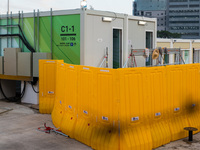  Communal toilets and showers at the Tsing Yi Community Isolation Facility, in Hong Kong, China, on Mar 12, 2022. (