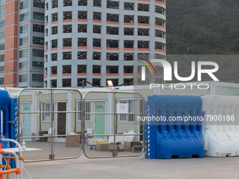  The detention wings are locked up with gates at the Tsing Yi Community Isolation facility, in Hong Kong, China, on Mar 12, 2022. (