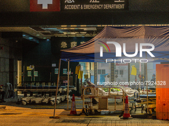 Patients wait for treatment at the Accident & Emergency ward of Caritas Medical Centre, in Hong Kong, China, on March 16, 2022, in Hong Kong...