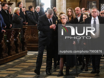 Elzbieta Penderecka, Krzysztof Penderecki's widow, is seen during a burial service of Polish composer and conductor at St. Peter and Paul Ch...