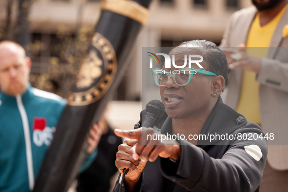 Former Congressional candidate Nina Turner speaks at a rally to cancel student debt at the Department of Education.  Students took part in a...