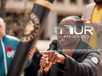 Former Congressional candidate Nina Turner speaks at a rally to cancel student debt at the Department of Education.  Students took part in a...