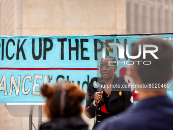 Former Congressional candidate Nina Turner speaks at a rally to cancel student debt at the Department of Education.  Students took part in a...