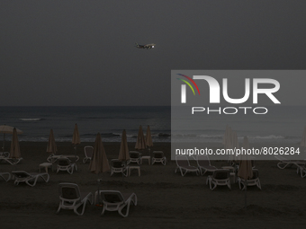 Haze hangs over Finikoundes beach in the evening in Larnaca. Cyprus, Wednesday, April 6, 2022. The U.N. health agency says nearly everybody...